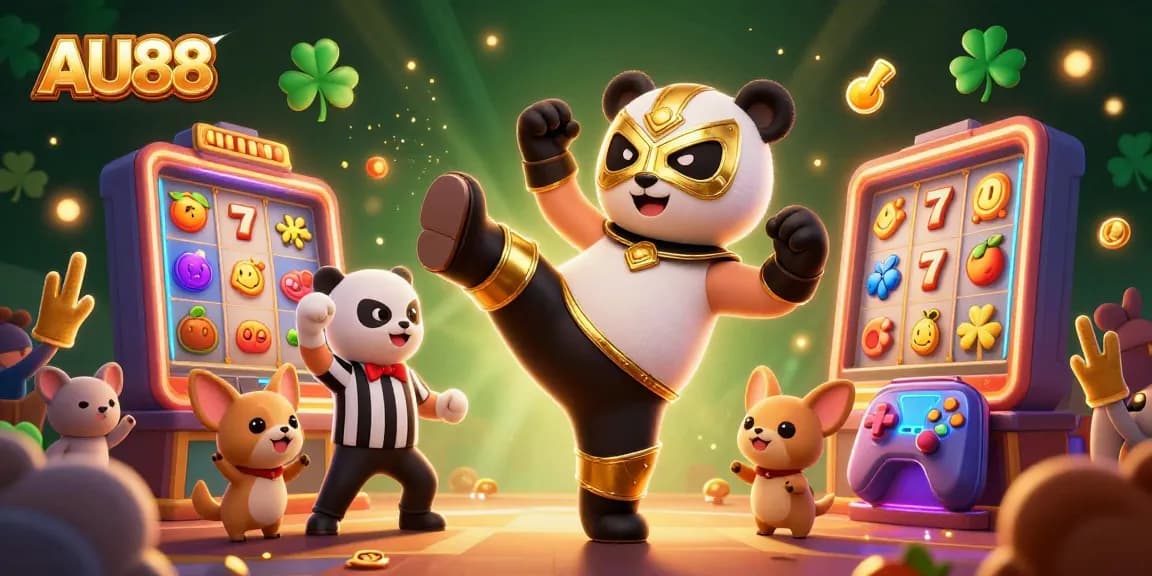 Experience thrilling jackpots with AU88 in this vibrant 3D casino illustration featuring playful characters.