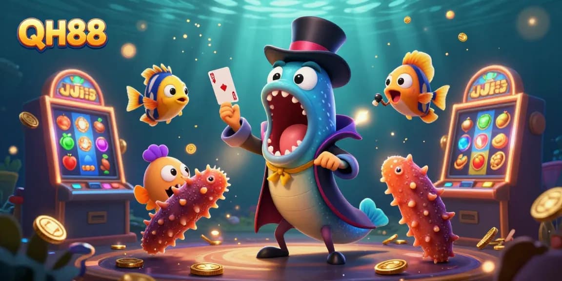 Experience exciting gaming at QH88 with unique 3D ocean characters and vibrant slot machines.