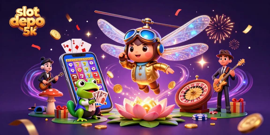 Engage in exciting gameplay at slot depo 5k featuring vibrant casino characters and dynamic elements.