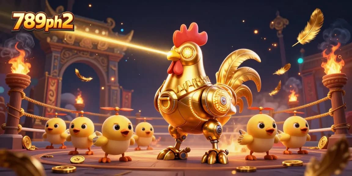Engage with thrilling action as 789ph2's golden rooster robot showcases unique gaming features.