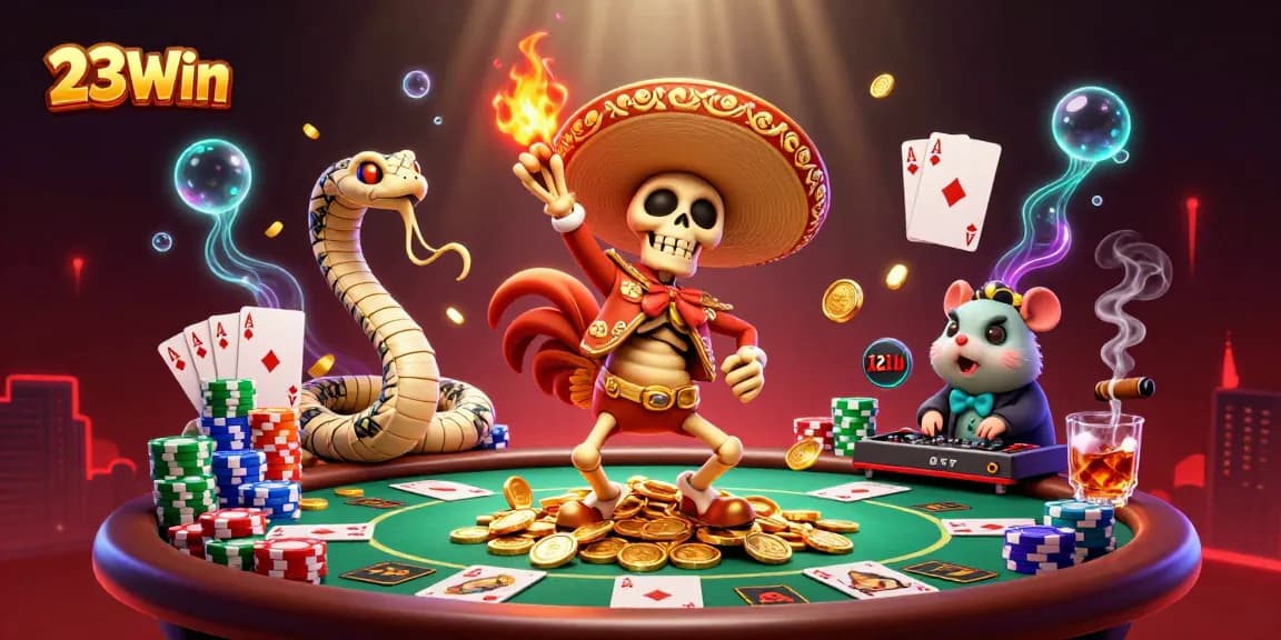 Celebrate excitement with 23Win as dynamic characters share the thrill of casino gaming.