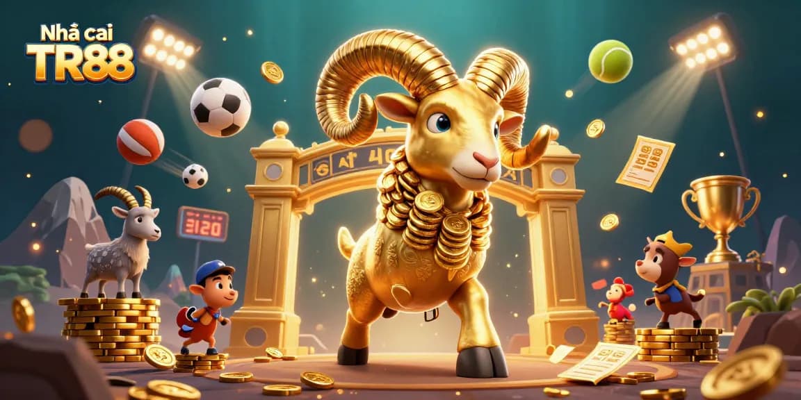 Engage with Nhà cái TR88 for thrilling gaming adventures featuring golden rams and dynamic sports elements.