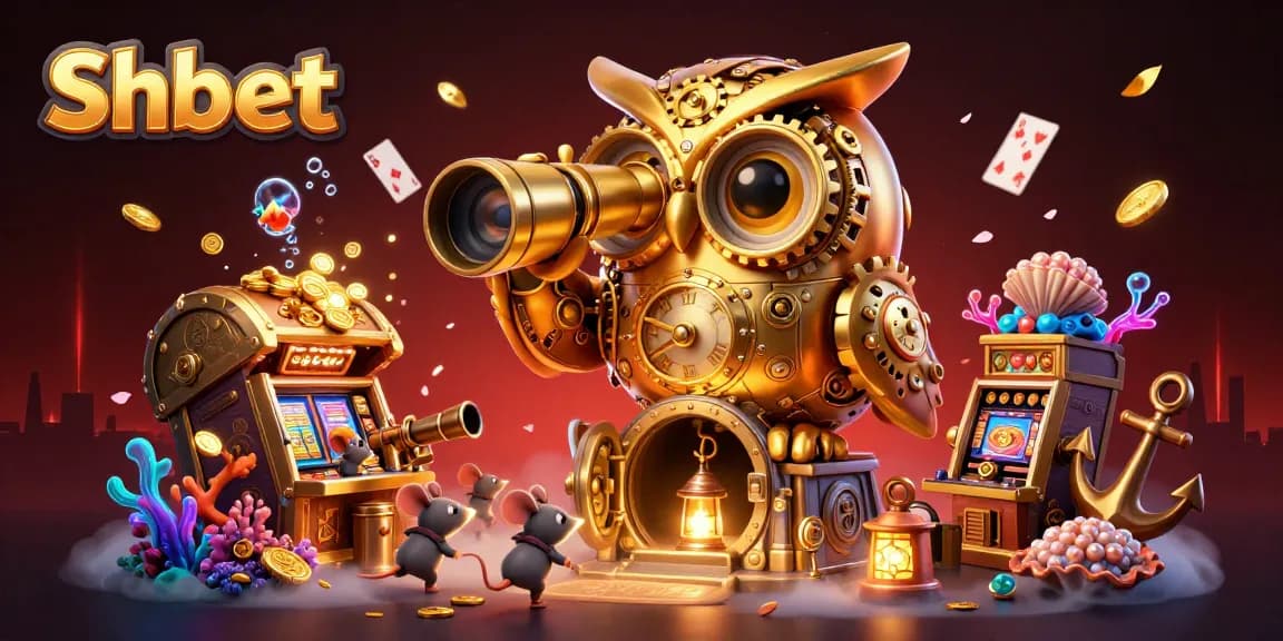 Experience thrilling gaming action at Shbet with a vibrant scene of a golden owl and lively casino atmosphere.