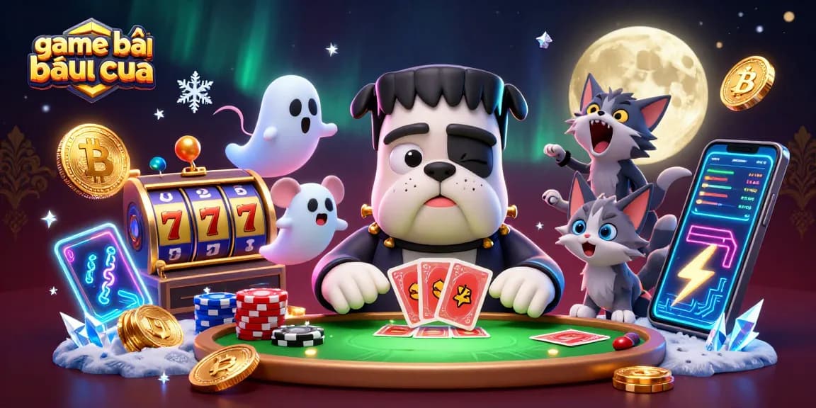 Experience the thrill of game bài bầu cua with vibrant graphics and lively characters at an exciting gaming table.