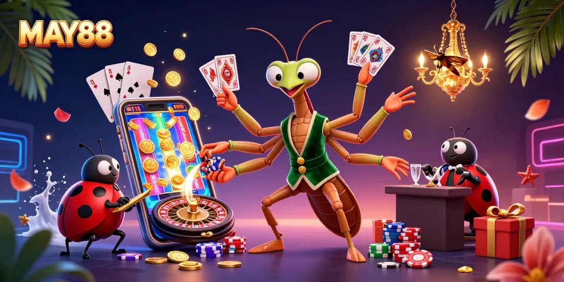 MAY88 engages players with thrilling card games and slot experiences in a vibrant casino atmosphere.