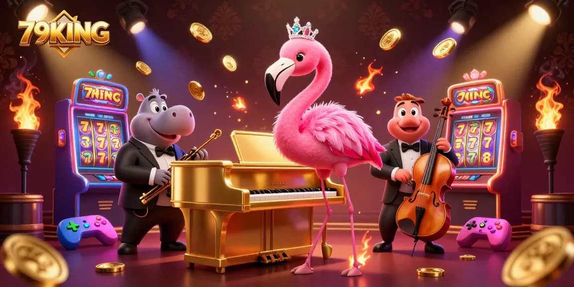 Experience 79KING's vibrant casino atmosphere with lively characters and dynamic game elements.