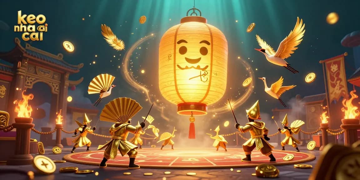 Engage with keo nha cai's vibrant casino scene featuring golden lantern spirit amidst a betting frenzy.