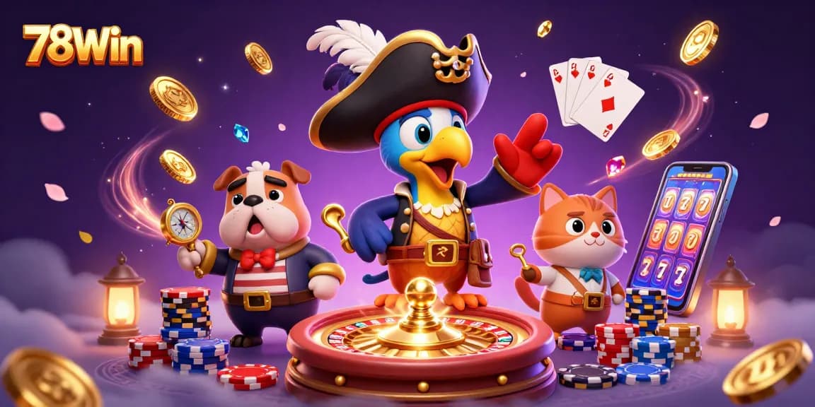 Experience thrilling wins at 78Win's immersive casino scene featuring vibrant characters and dynamic action.