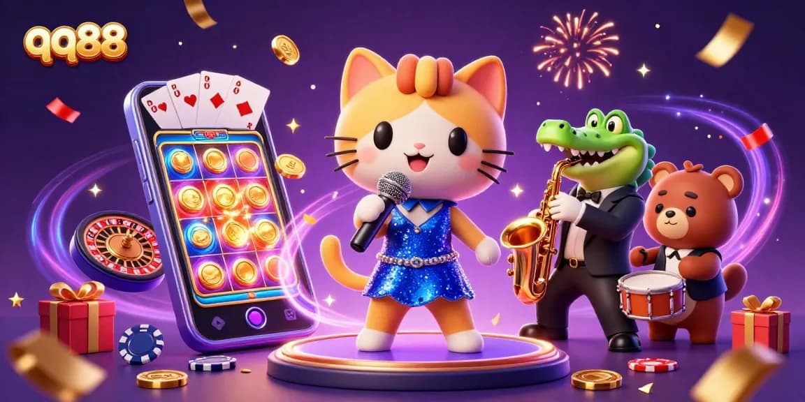 Experience thrilling gameplay at qq88 with vibrant characters amidst exciting casino elements.