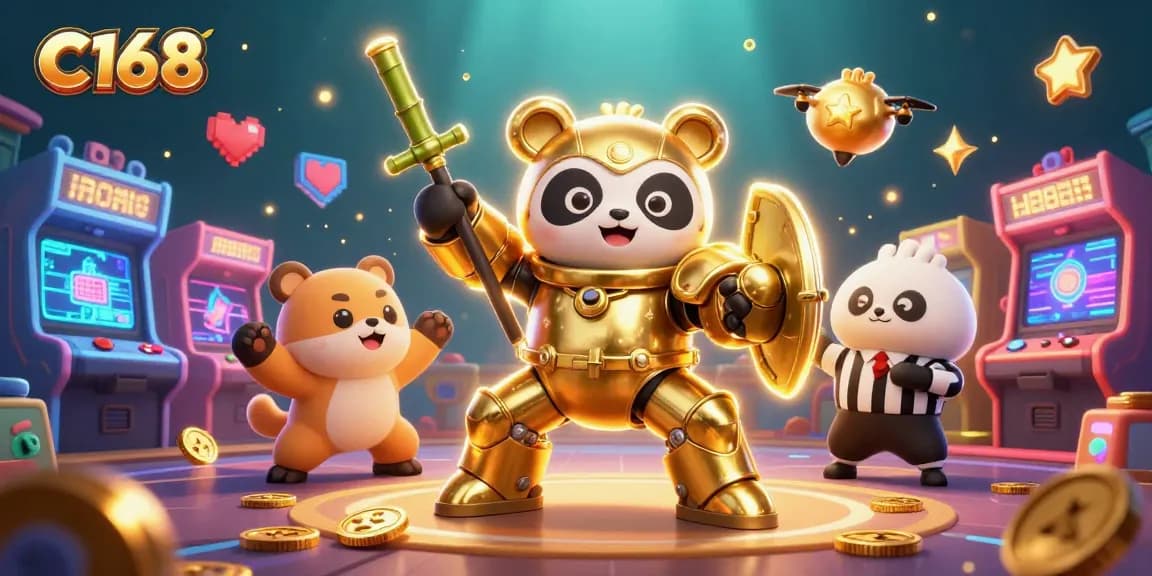 Experience dynamic gameplay at C168 with a colorful gaming arena filled with exciting casino-themed elements.