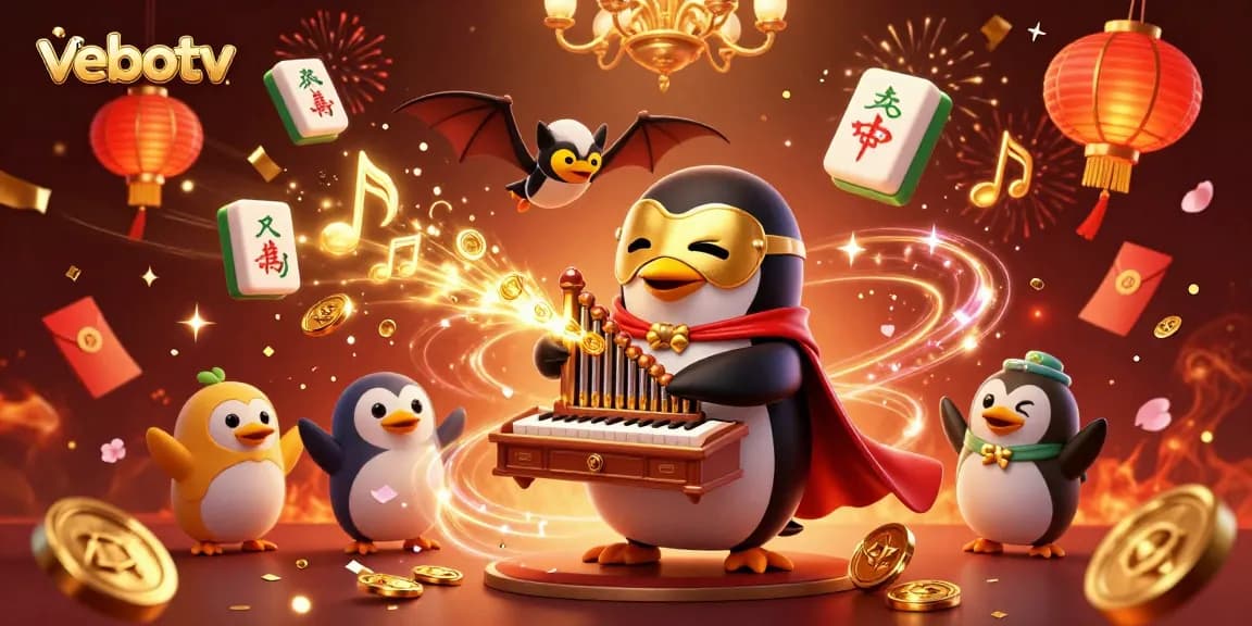 Experience vebotv with the phantom penguin in a vibrant, dynamic casino scene full of excitement.