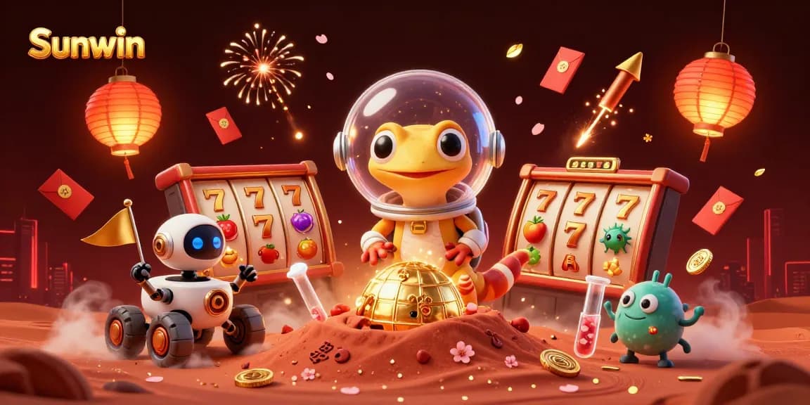 Experience the fun of slots with Sunwin in this vibrant casino scene.