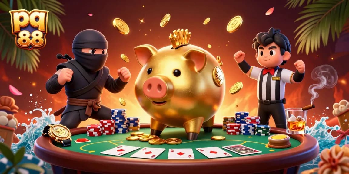Experience thrilling gameplay with pq 88 at a vibrant poker table, featuring dynamic characters and rich casino elements.