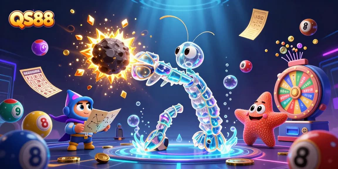 Experience QS88 excitement as the galactic mantis shrimp conquers the casino cosmos!