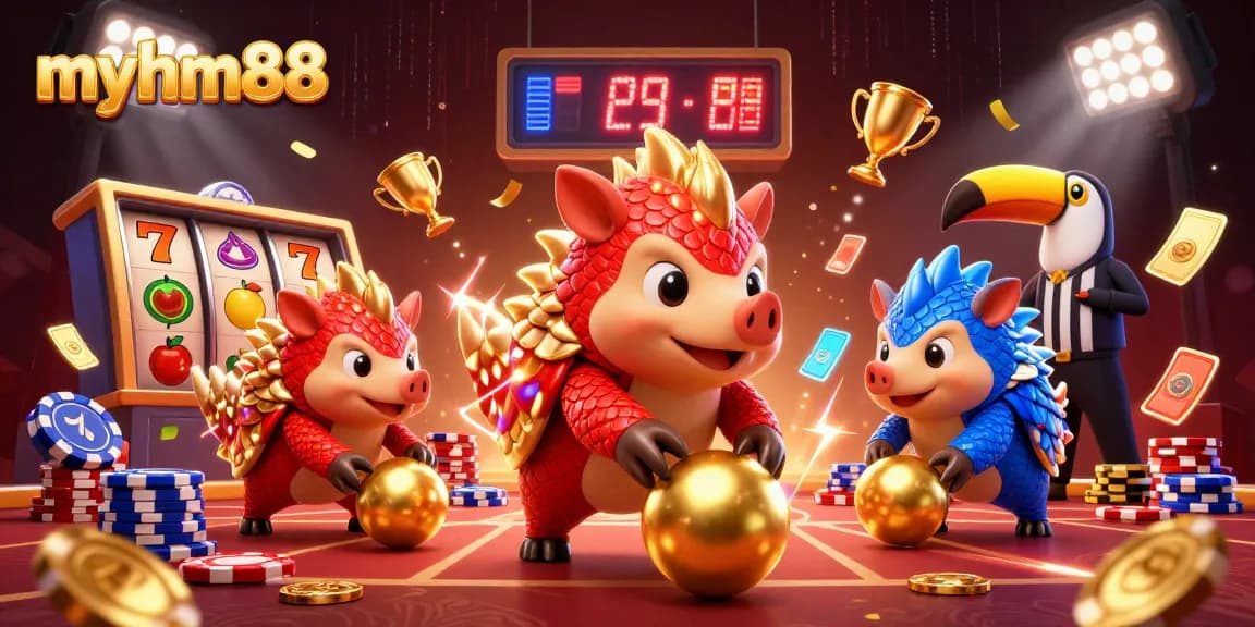 Experience the thrill of gaming at myhm88 with dynamic pangolins rolling through slots.