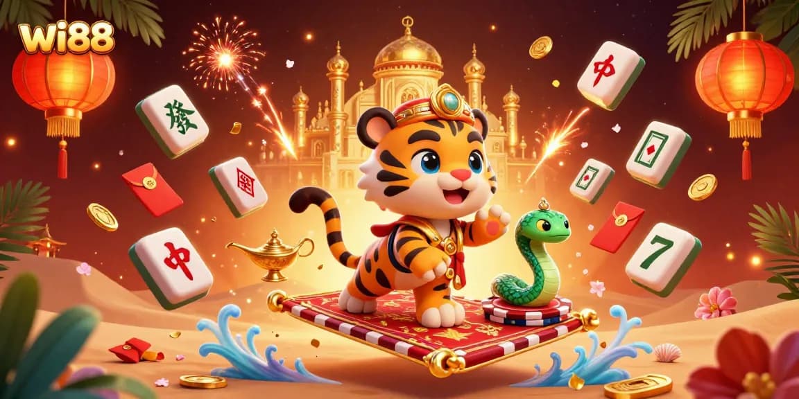 Experience the excitement of wi88 with a vibrant 3D cartoon scene capturing the essence of online gaming and casino thrills.