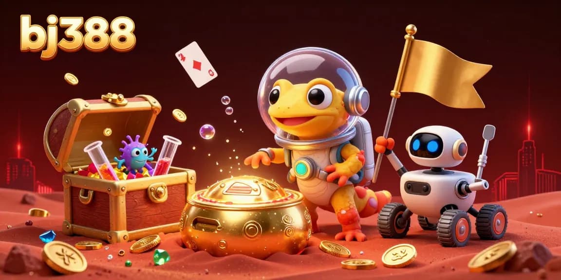 Experience thrilling gaming action at bj388 with a vibrant Martian scene featuring a lively casino discovery.