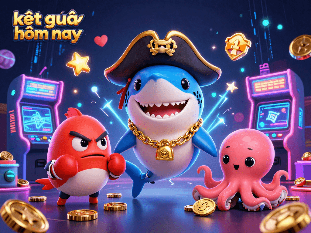 Engage with kết quả hôm nay as the shark captain teams up with his pufferfish and octopus in this colorful casino scene.