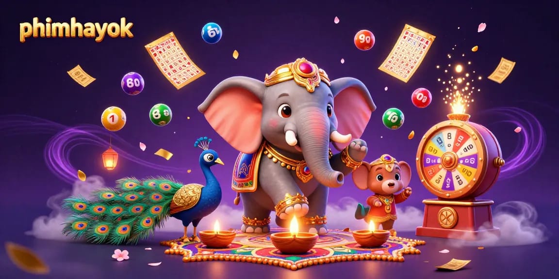 Spin your luck with phimhayok's vibrant gaming scene featuring energetic characters and dynamic elements.