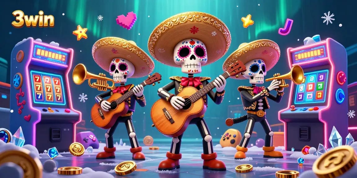 Engage with 3win's exciting gaming experience featuring colorful characters and vibrant casino elements.