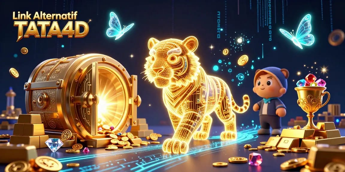 Engage with the vibrant scene showcasing Link Alternatif TATA4D in a dynamic digital casino landscape.