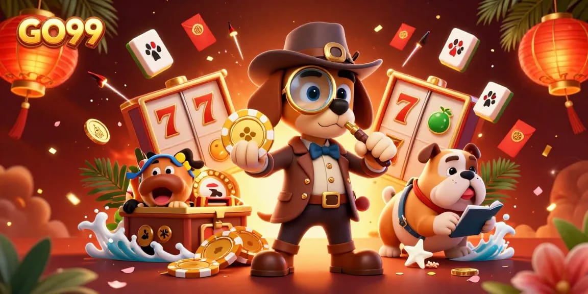 Engage with GO99 and uncover vast treasures in this vibrant casino illustration featuring immersive game elements.