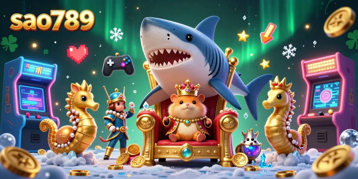 Sao789 offers thrilling gaming experiences with vibrant characters and glowing casino elements, captivating players.