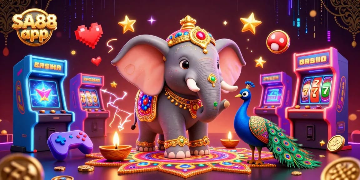 Experience the vibrant world of the SA88 app with dynamic gaming elements and colorful 3D characters.