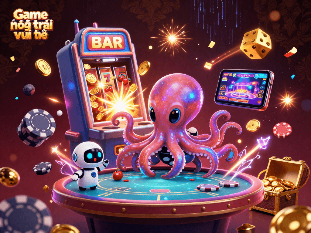 Engage in Game nông trại vui vẻ with our thrilling 3D cartoon scene, showcasing vibrant casino elements.
