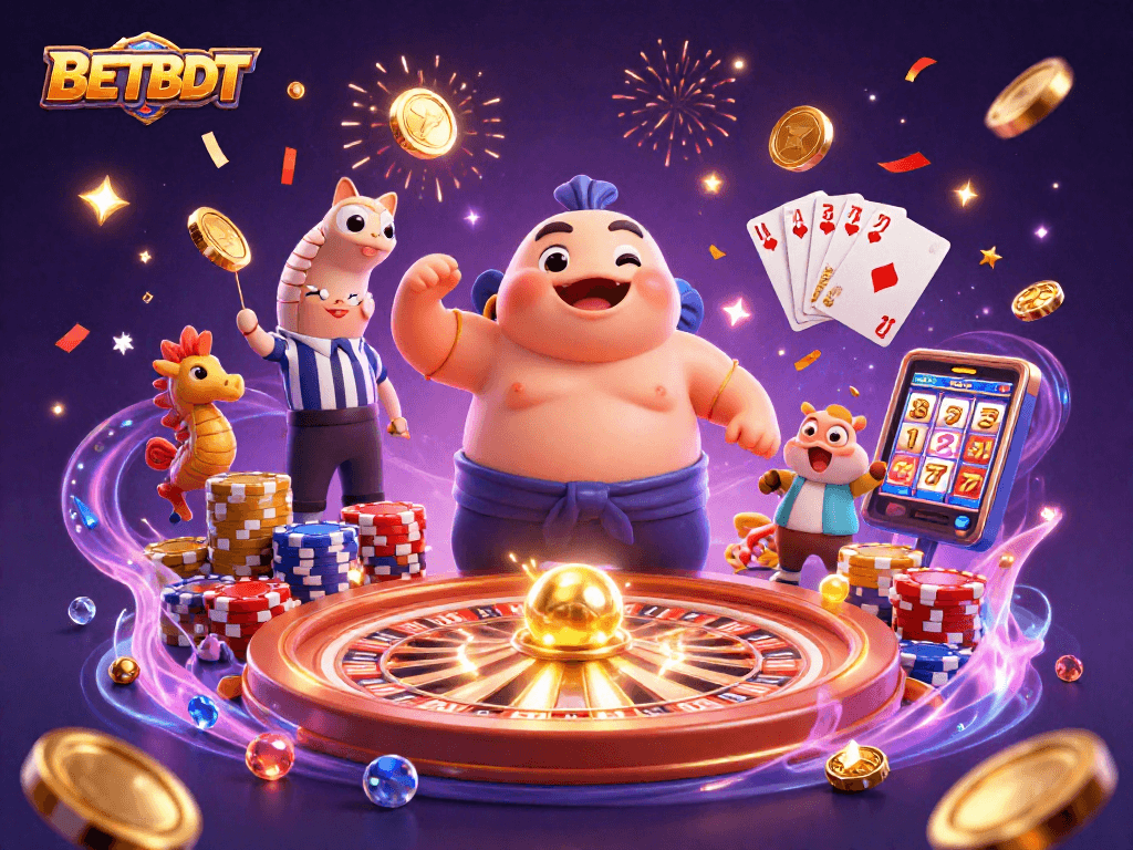 Experience excitement with BETBDT's vibrant casino illustration featuring a lively underwater scene.