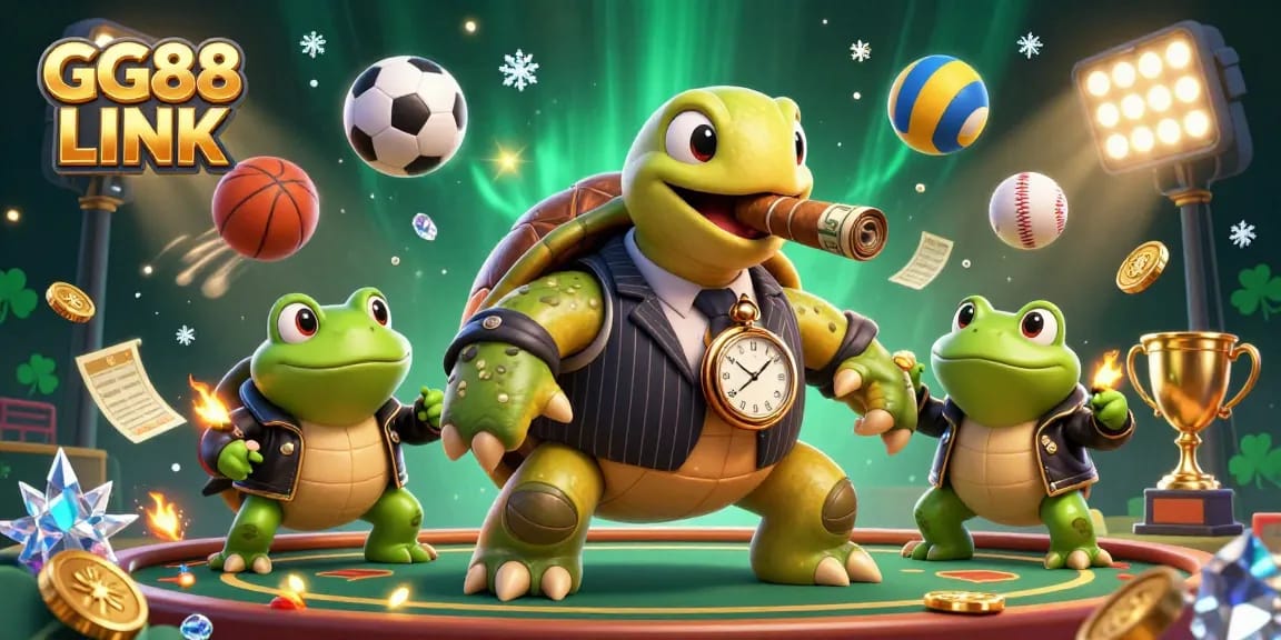 Engage with GG88 LINK through a colorful illustration of casino characters and dynamic game elements.