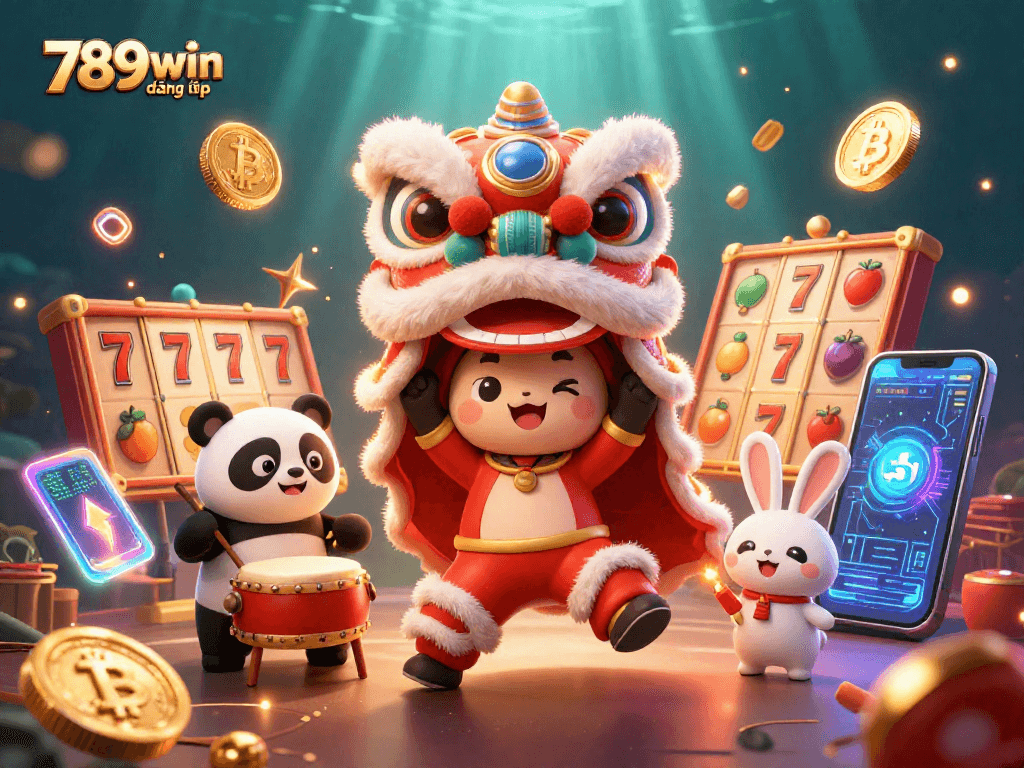 Experience thrilling gaming with 789win đăng nhập in this vibrant casino illustration.
