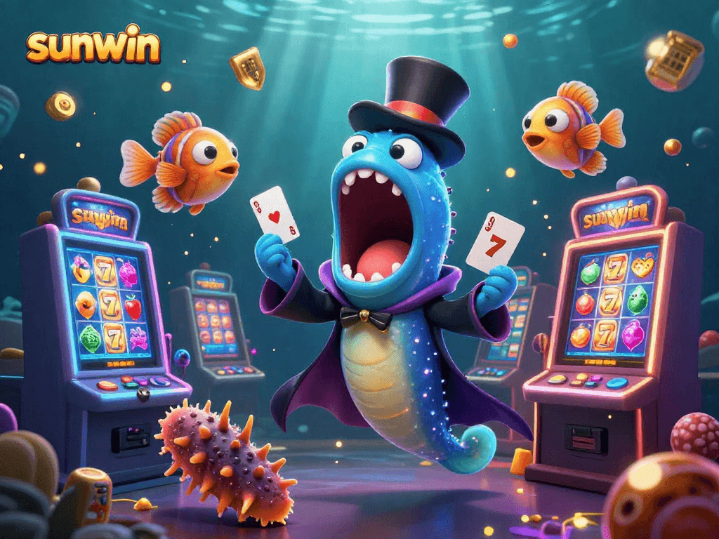 Engage with sunwin's vibrant casino world featuring magical sea creatures performing thrilling card tricks.