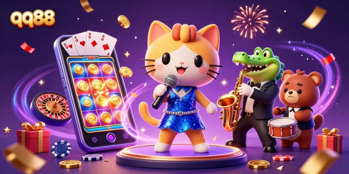 Experience thrilling gameplay at qq88 with vibrant characters amidst exciting casino elements.