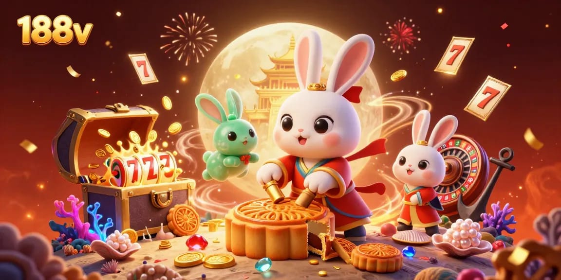 Experience vibrant gameplay at 188v with lively 3D moon rabbit characters and slot elements showcasing excitement in action.