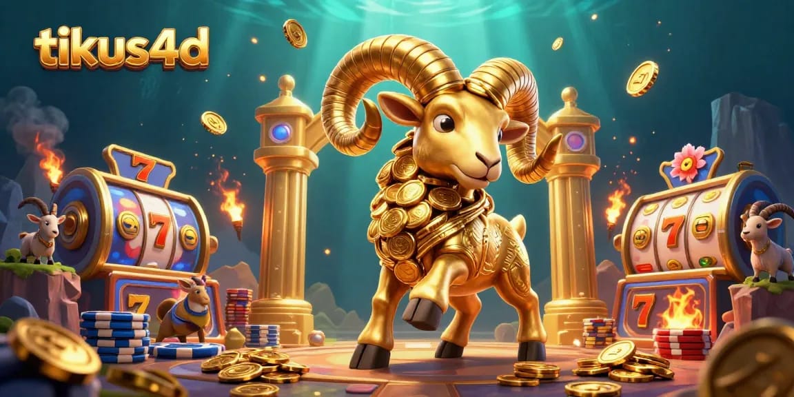 Engage with tikus4d as a golden ram charges through jackpot symbols in a dynamic casino scene.