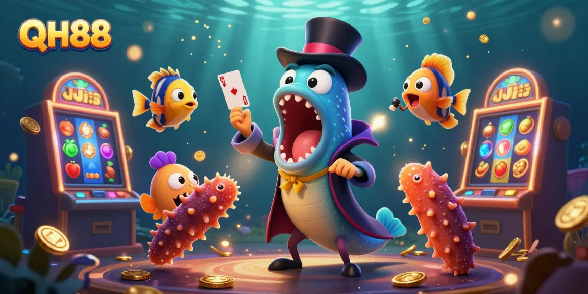 Experience exciting gaming at QH88 with unique 3D ocean characters and vibrant slot machines.