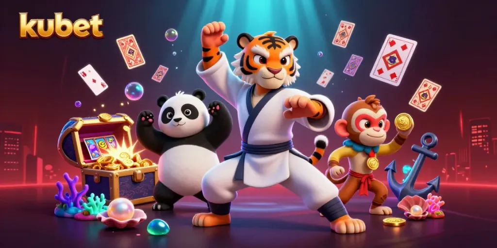Experience thrilling action with kubet as a kung fu tiger, panda disciple, and monkey student blow out glittering coins and cards.