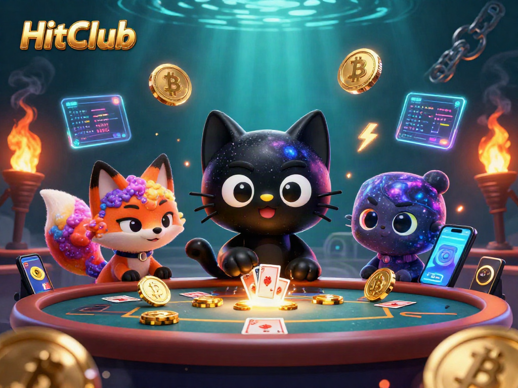 Engage in thrilling gaming at HitClub with captivating visuals of a cosmic casino.