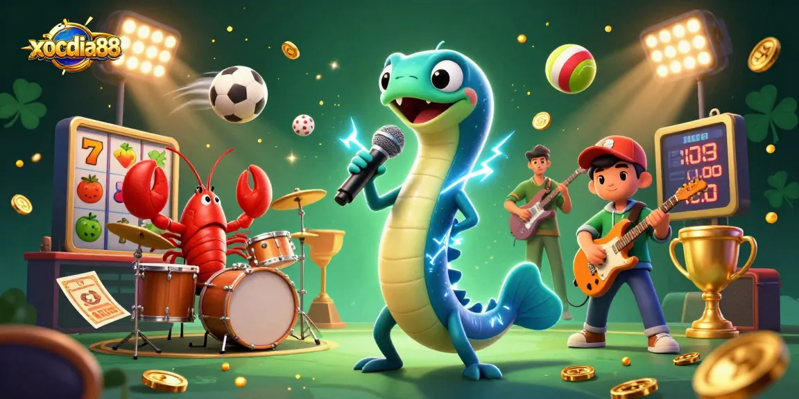 Xocdia88 features a vibrant underwater performance with dynamic characters and casino elements, showcasing excitement.
