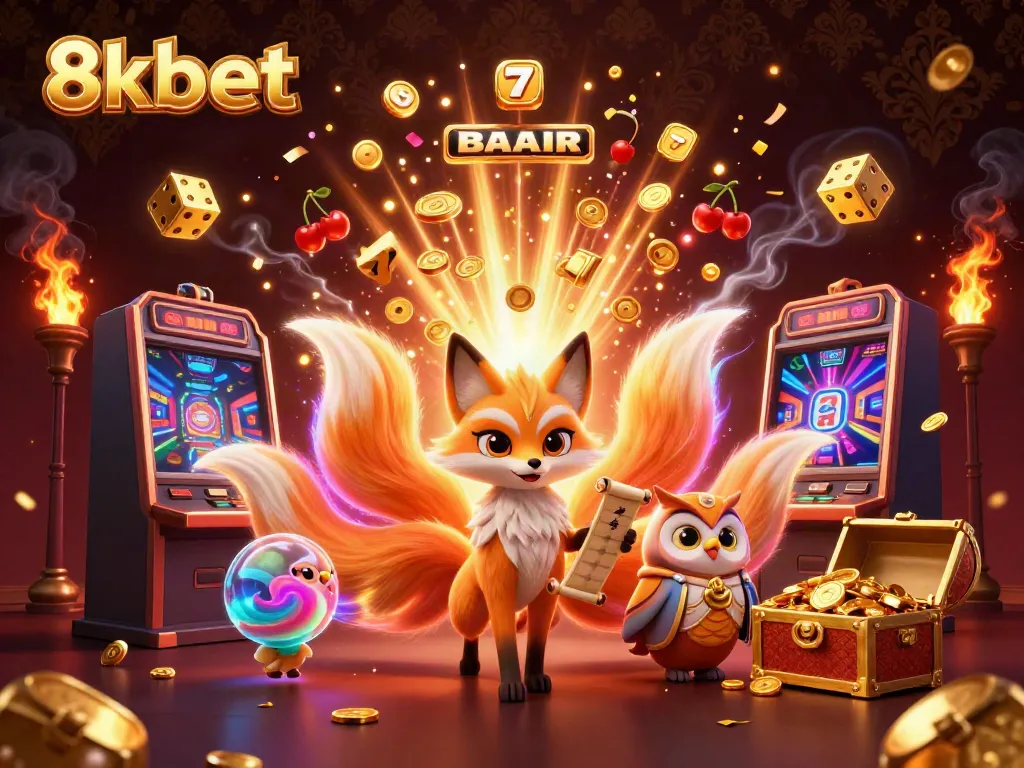 Experience thrilling gaming action with 8xbet's vibrant casino world, featuring colorful characters and exciting games.