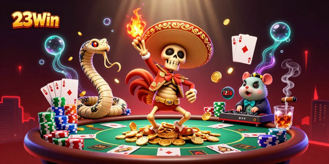 Celebrate excitement with 23Win as dynamic characters share the thrill of casino gaming.