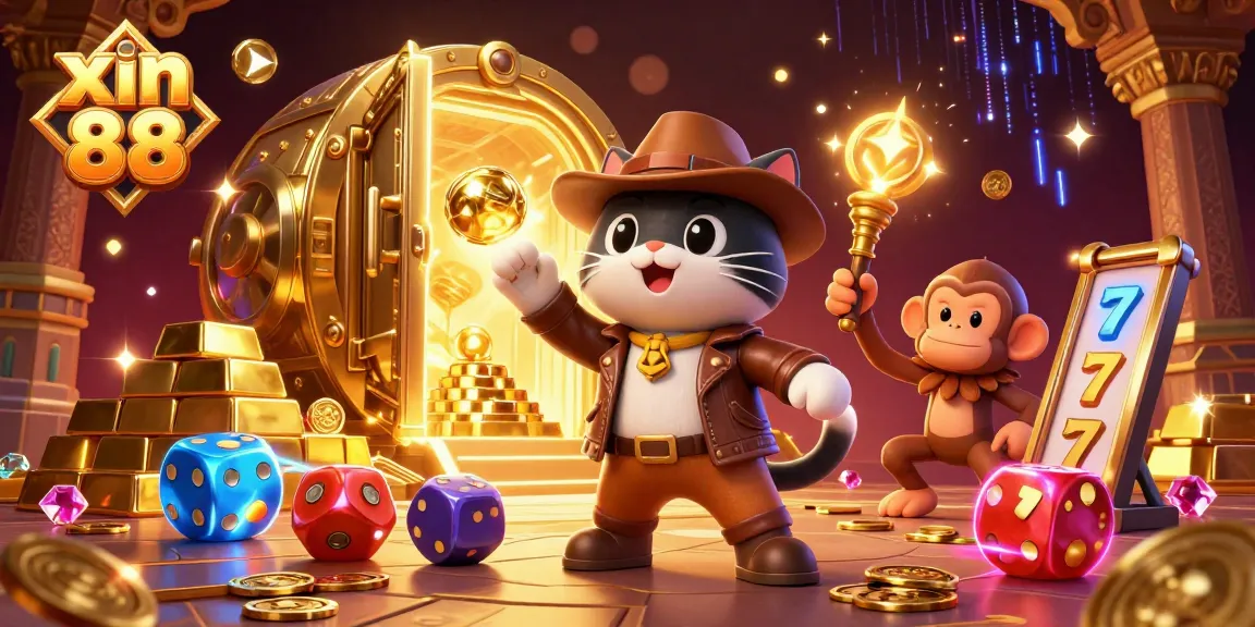 Join the exhilarating adventure of xin 88 and uncover golden treasures in an enchanting casino temple scene.