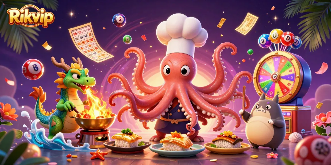 Engage in Rikvip casino action with vibrant 3D cartoon illustration featuring exciting gambling elements.