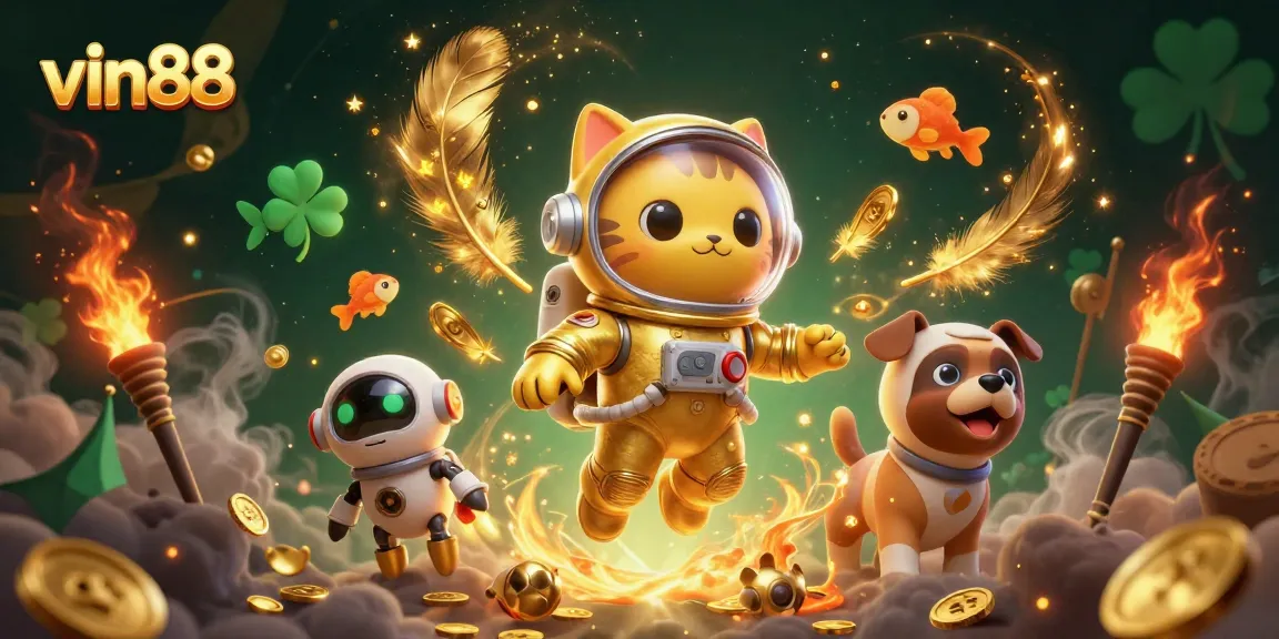Engage in exciting gameplay at vin88, featuring vibrant characters in a dynamic casino-inspired scene.