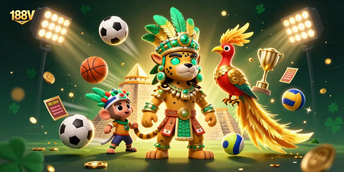 Experience thrilling gaming at 188V with vibrant sports motifs and captivating casino elements.