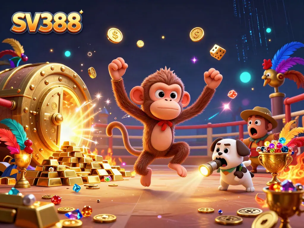 Experience the thrill of cockfighting with SV388's vibrant and engaging 3D illustration featuring dynamic characters and rich elements.