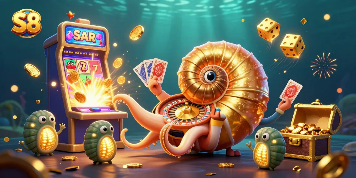Experience big wins at S8 with this vibrant casino-themed 3D illustration featuring a jackpot explosion and immersive game elements.