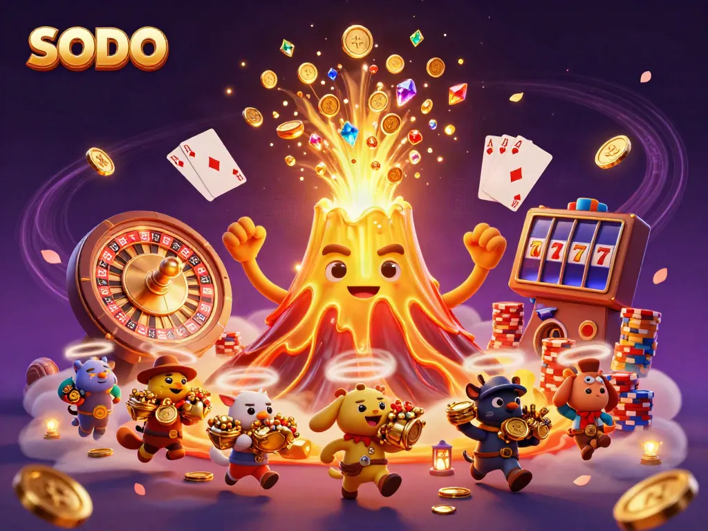 SODO casino-themed illustration showcasing vibrant characters and dynamic gambling elements for players.