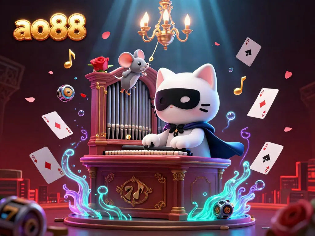 Experience the thrill of ao88 with a vibrant 3D casino scene featuring lively characters and game elements.